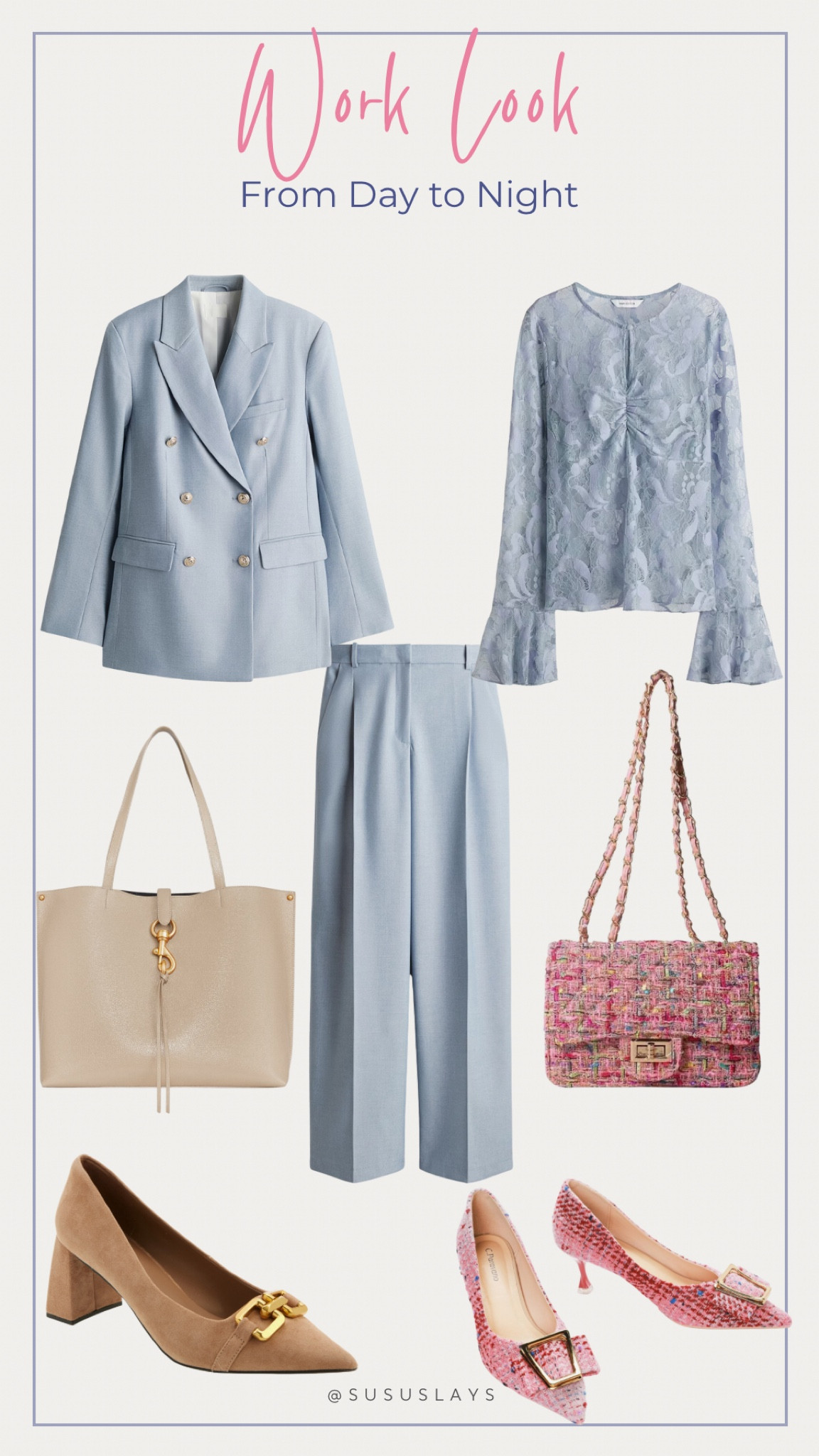 Chic affordable work look that will take you from day to night. I love monochromatic pant suits and classy timeless accessories like a tweed purse or neutral heels. 

#LTKFindsUnder100 #LTKWorkwear #LTKStyleTip
