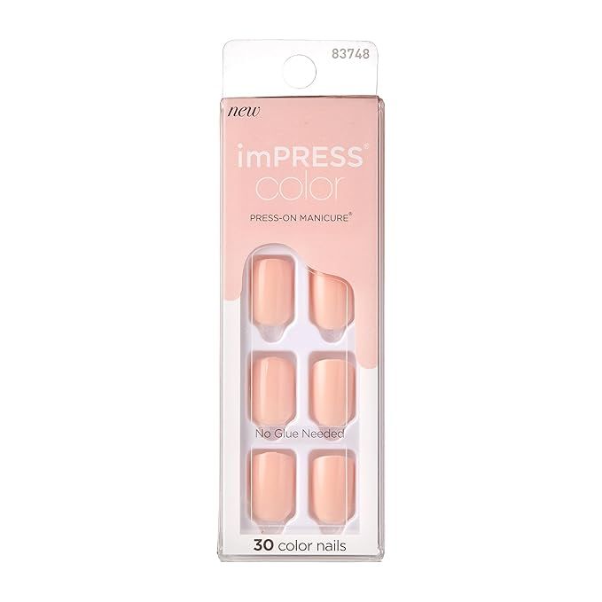 KISS imPRESS Color Press-On Nails, Gel Nail Kit, PureFit Technology, Short Length, “All Black... | Amazon (US)