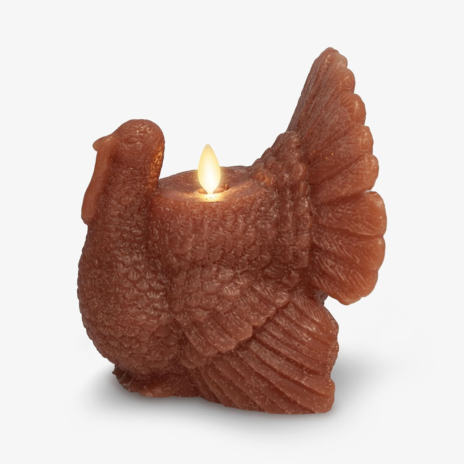 Luminara Flameless Fall Harvest Decor - Turkey Figural LED Candle Natural Color, Adobe, 5.3" x 7.5" Real Wax Moving Flame Battery Operated w/Timer | Amazon (US)