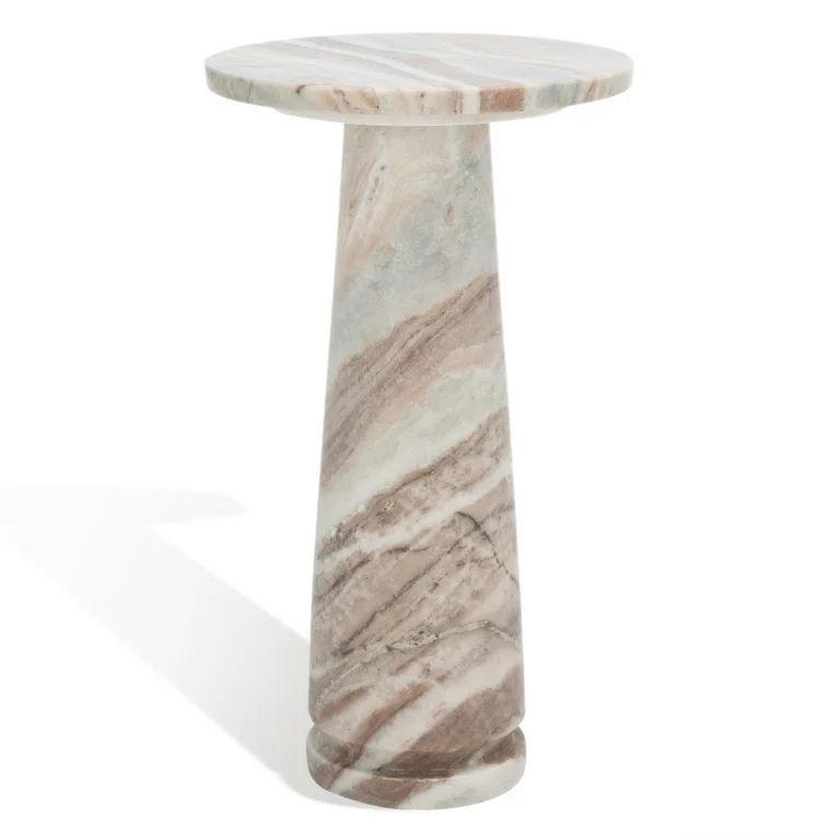 Safavieh  Couture Valentia Round Marble Accent Table White/Brown 10 IN W x 10 IN D x 18 IN H | Walmart (US)