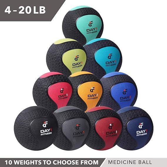 Medicine Exercise Ball with Dual Texture for Superior Grip by Day 1 Fitness - 10 Sizes Available,... | Amazon (US)