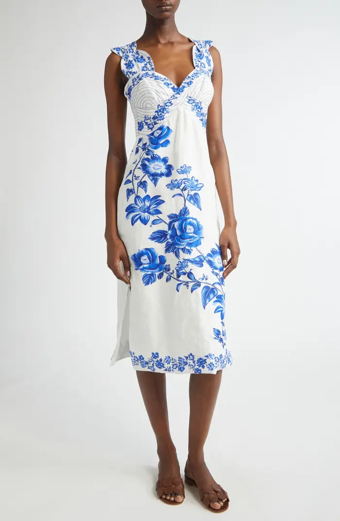 Floral Cascade Linen Dress | Nordstrom