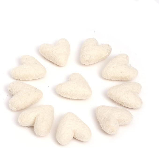 Glaciart One White Felted Hearts - 1.5” (10 Pcs) - Needle Felting - Needle Felting & Essential ... | Amazon (US)