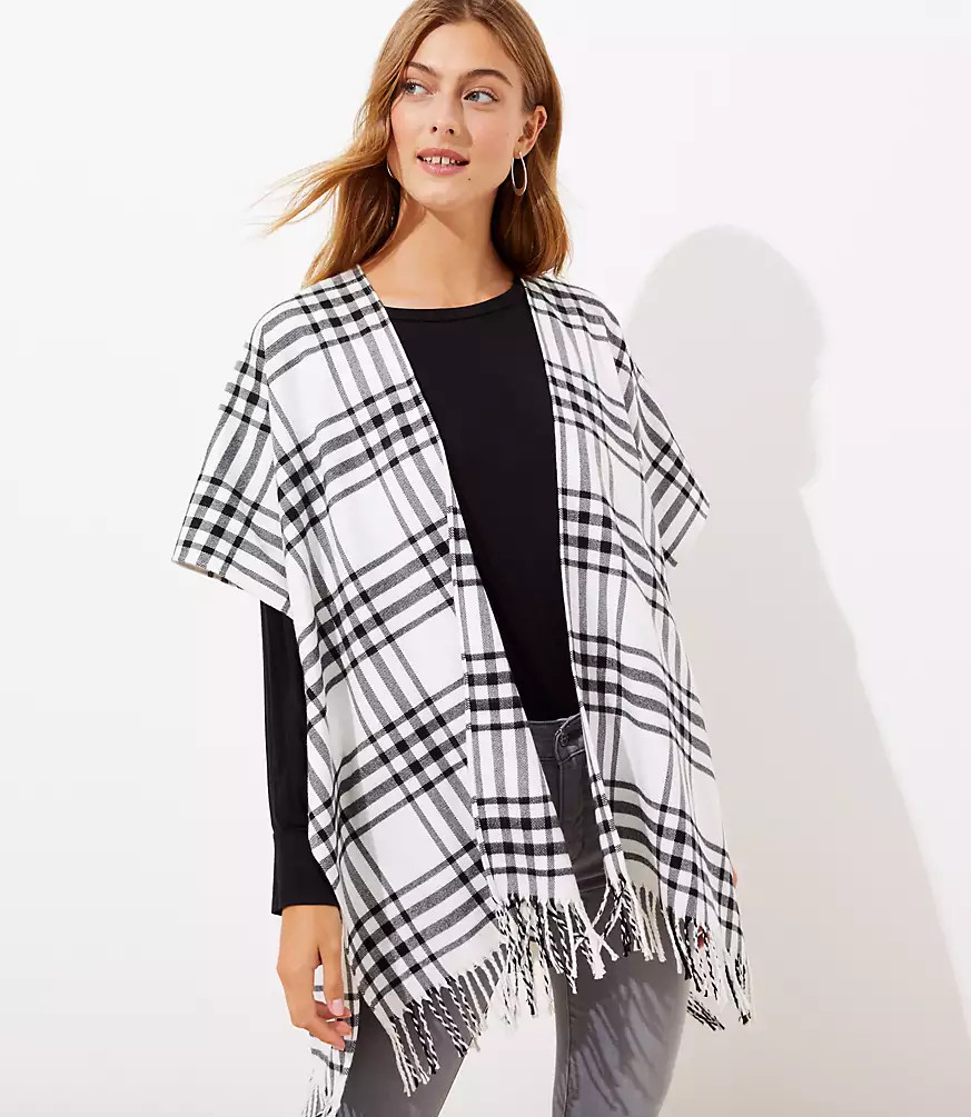 Plaid Poncho Wrap | LOFT
