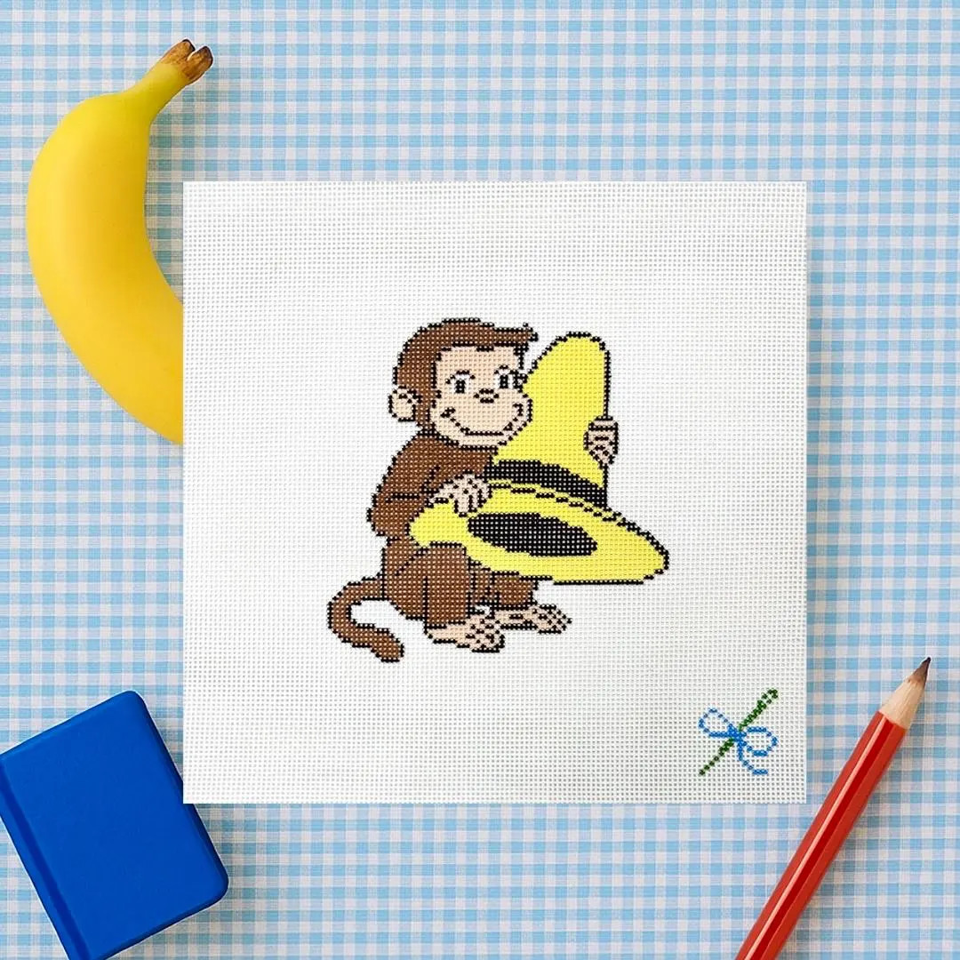 Curious George Needlepoint Canvas – Hand-Painted, 18 Mesh Classic Storybook Design | Etsy (US)