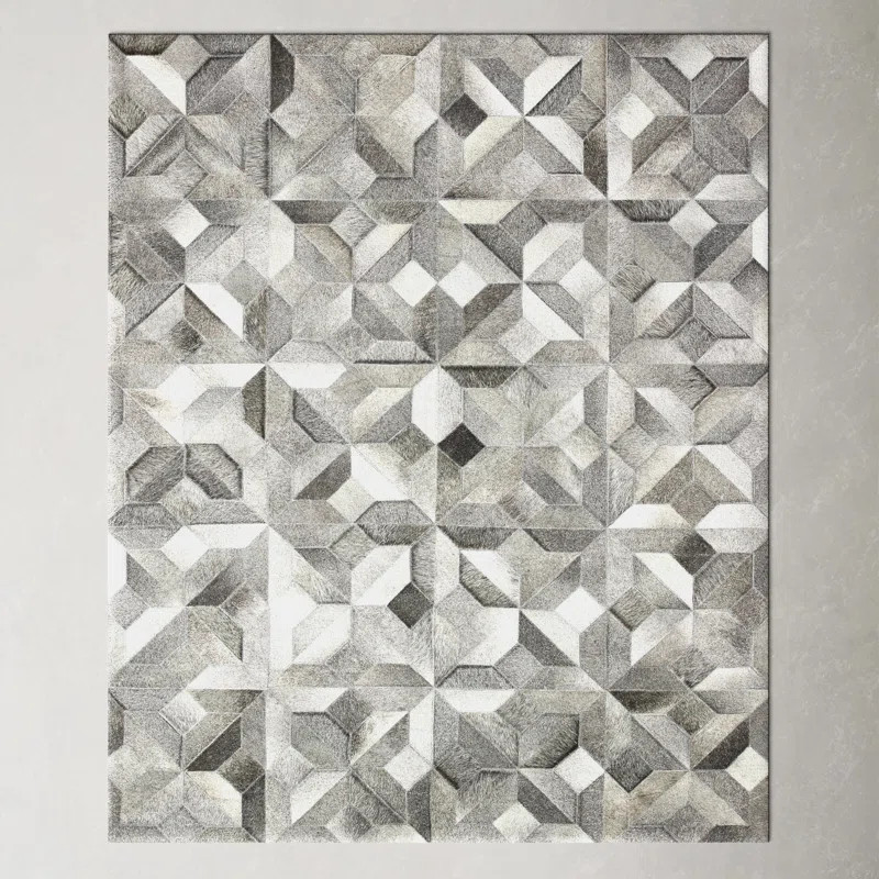 Rich Handmade Leather Gray Rug | Wayfair North America