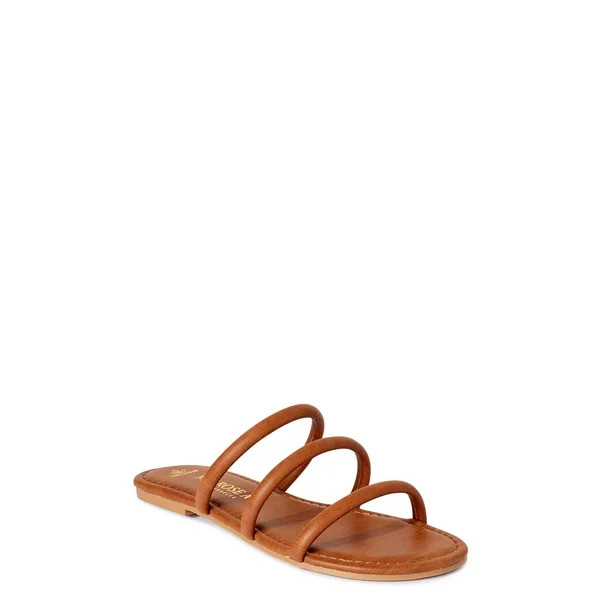 Melrose Ave Vegan Leather Three Strap Slide Sandal (Women's) | Walmart (US)