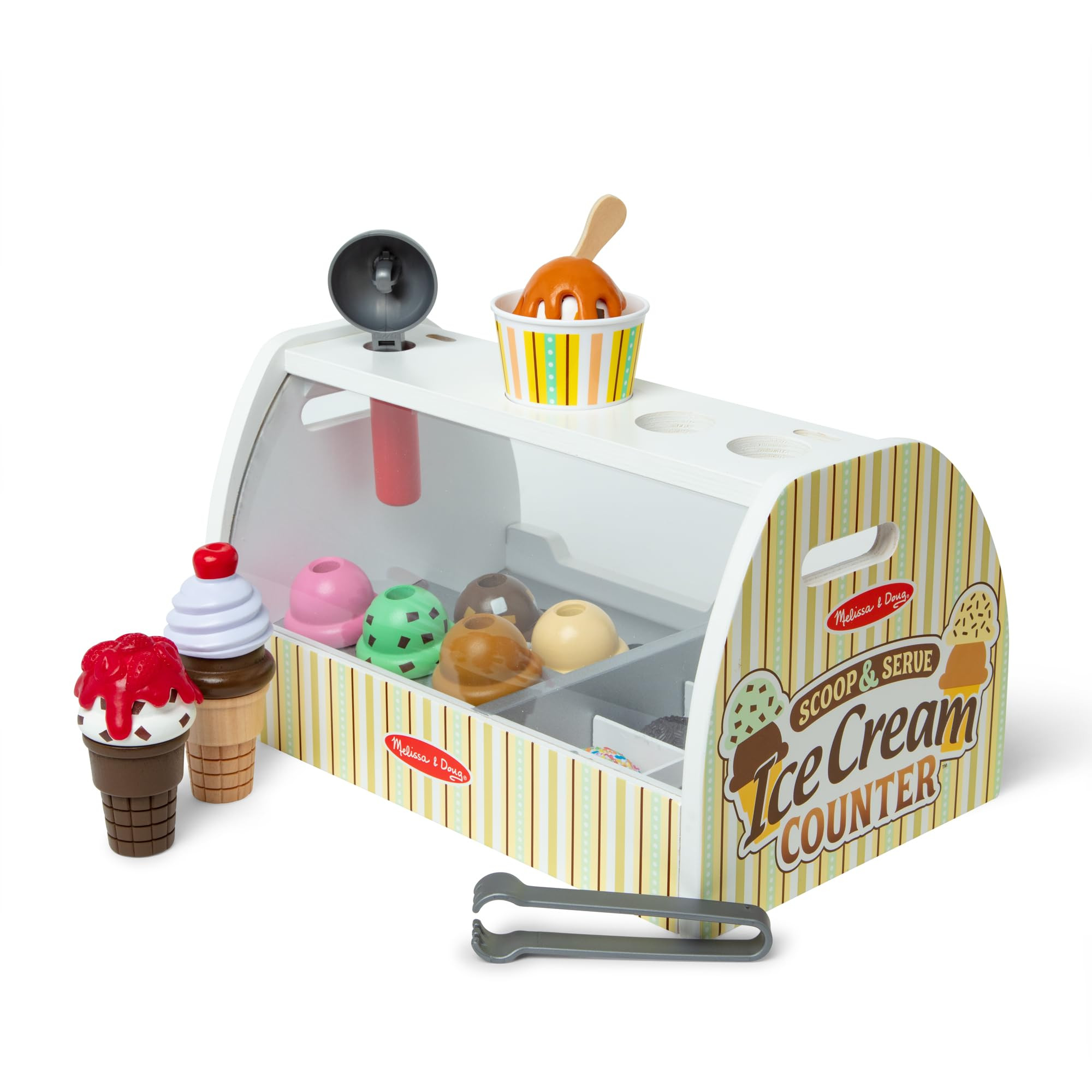 Melissa & Doug Wooden Scoop & Serve Ice Cream Counter, Pretend Play Store, 28 Toy Food & Play Kit... | Amazon (US)