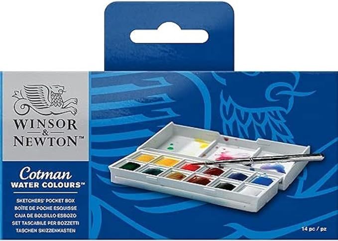 Winsor & Newton Cotman Water Colour Paint Sketchers' Pocket Box, Half Pans, 14-Pieces | Amazon (US)
