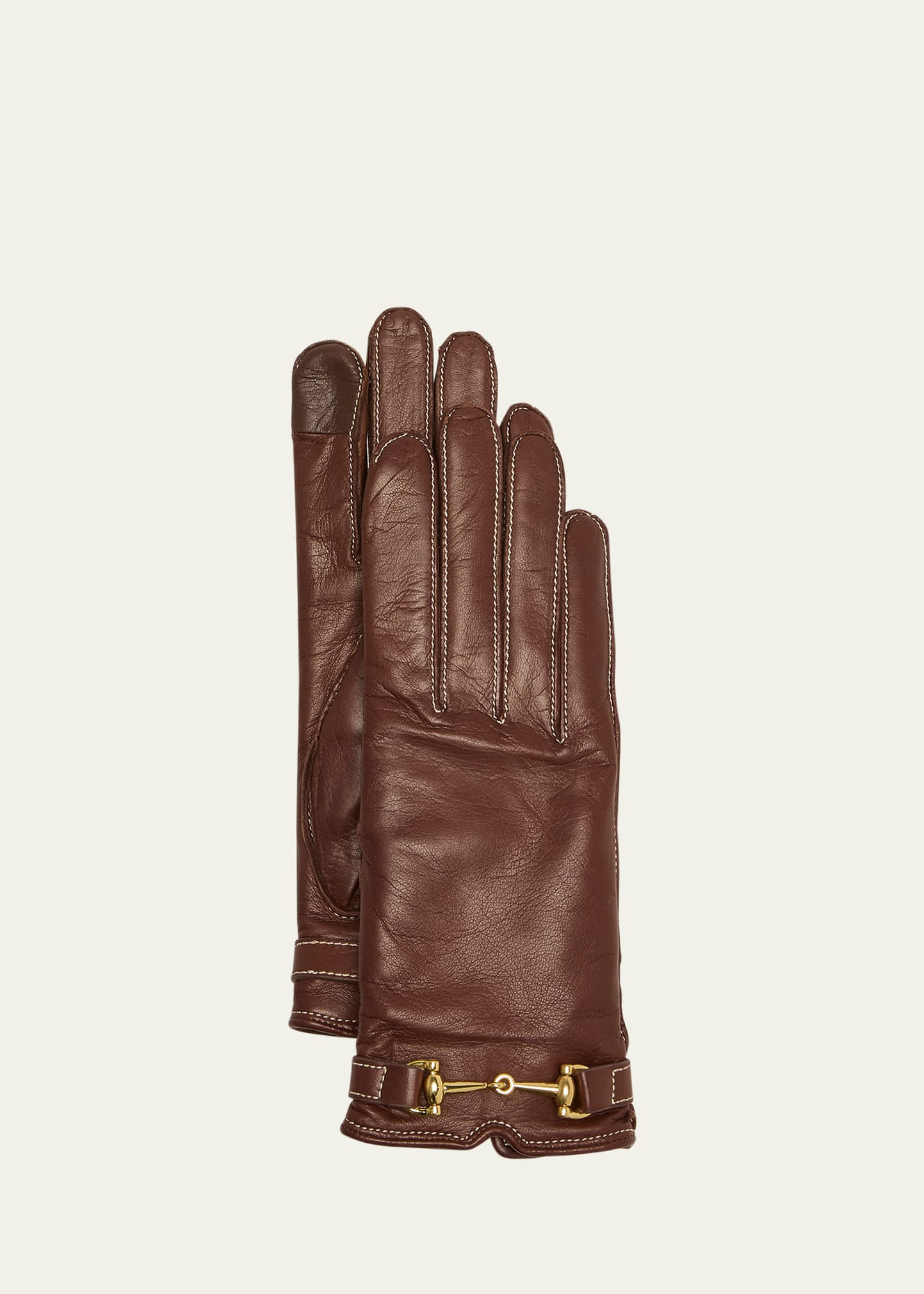 Agnelle Classic Buckled Leather & Cashmere Gloves | Bergdorf Goodman