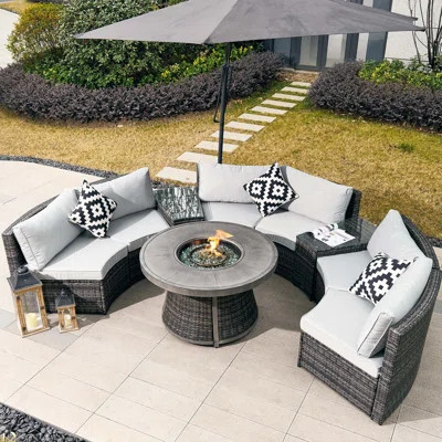 6 - Person Round Outdoor Dining Set With Cushions | Wayfair North America