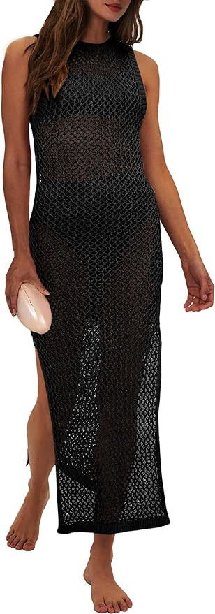 ANRABESS Womens Swimsuit Cover Up Summer Sleeveless Hollow Knit Bikini Swimwear Bathing Suit Cove... | Amazon (US)