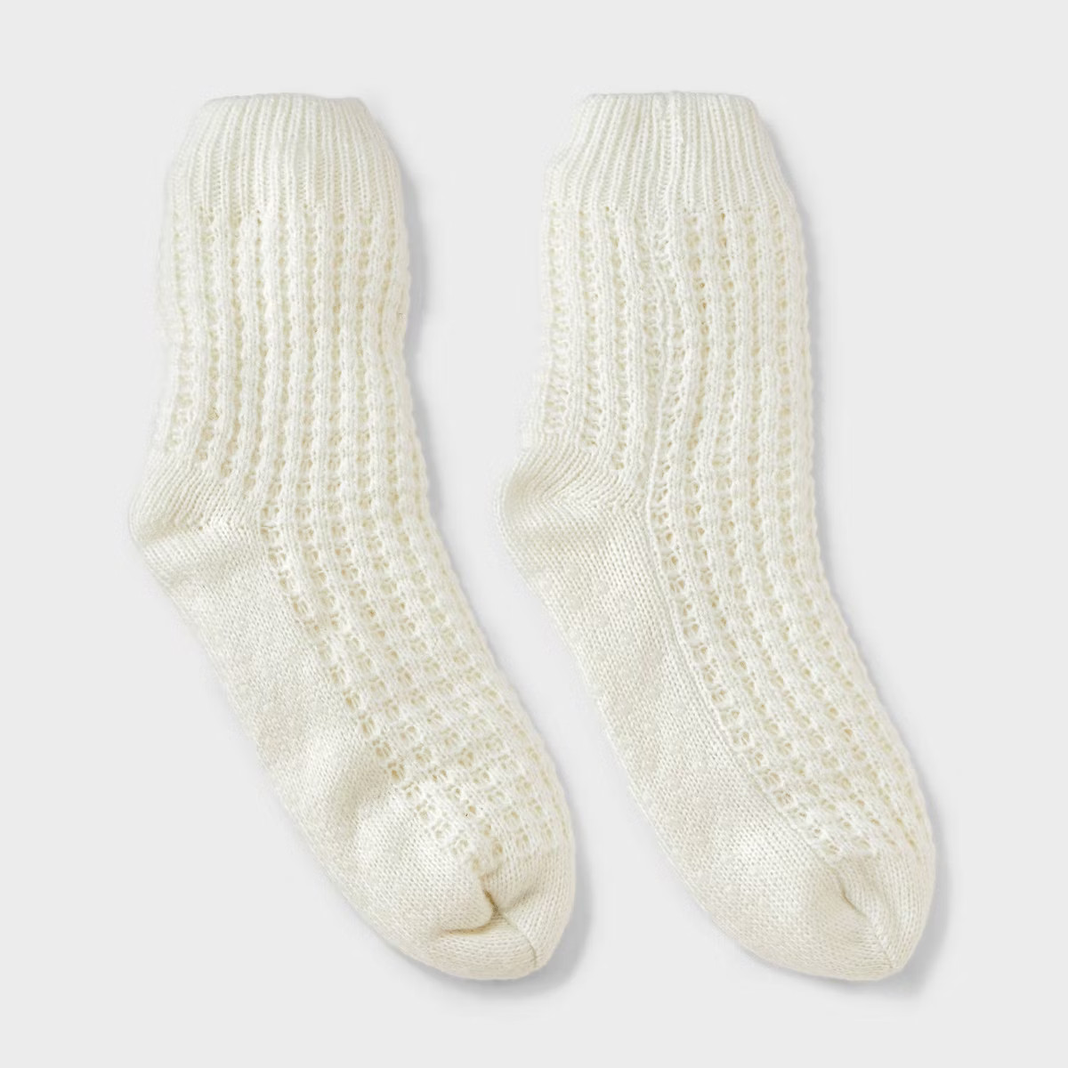 Women's Waffle Sweater Knit Reading Crew Socks with Faux Shearling Lining and Grippers Auden™On... | Target