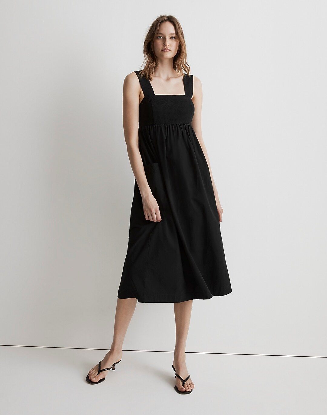 Poplin Cutout-Back Empire Midi Dress | Madewell
