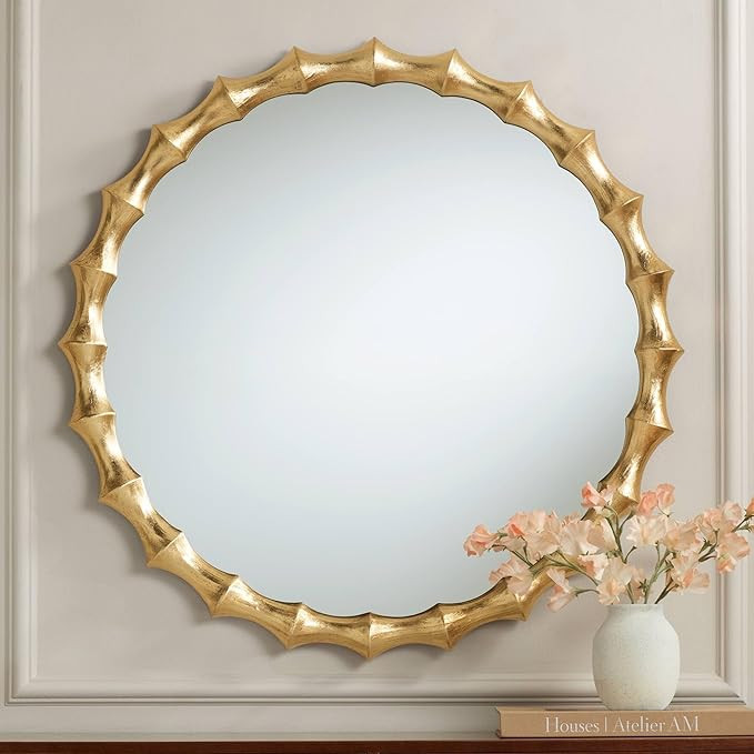 Uttermost Ilium 34" x 34" Gold Scalloped Bone Round Wall Mirror | Amazon (US)