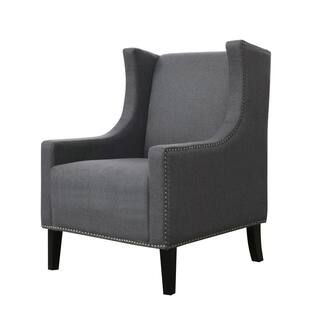 Dark Grey Nailhead Trim Accent Chair | The Home Depot