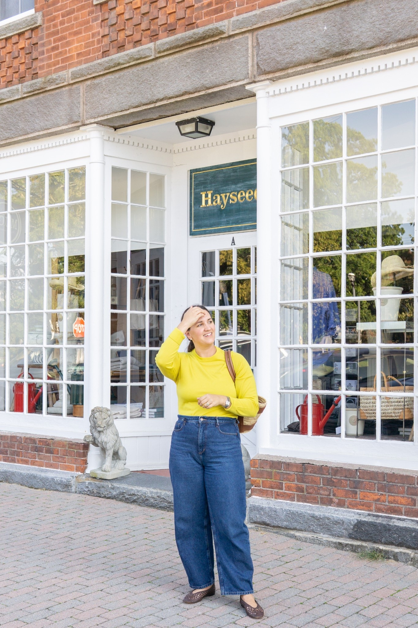 OOTD in Litchfield, CT 🍂

Slowly, but surely falling in love with Chartreuse. 
I’m wearing:
• Merino Wool Sweater in Pressed Avocado from J.Crew
• Dark Wash Barrel Leg Jeans from LOFT
• Brown Woven Leather Flats from J.Crew
• Brown Demellier Santorini Bag

#LTKFallSale #LTKFindsUnder100 #LTKMidsize