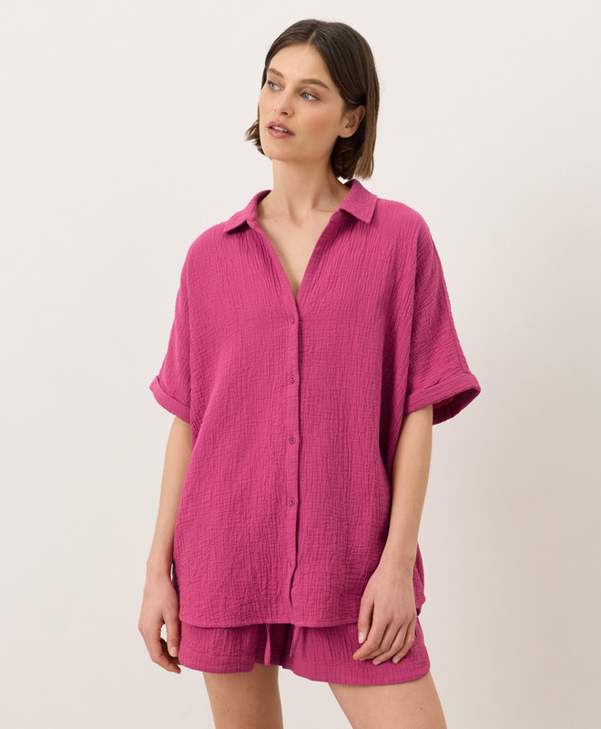 Women\u2019s Coastal Double Gauze Oversized Shirt made with Organic Cotton | Pact | Pact Apparel