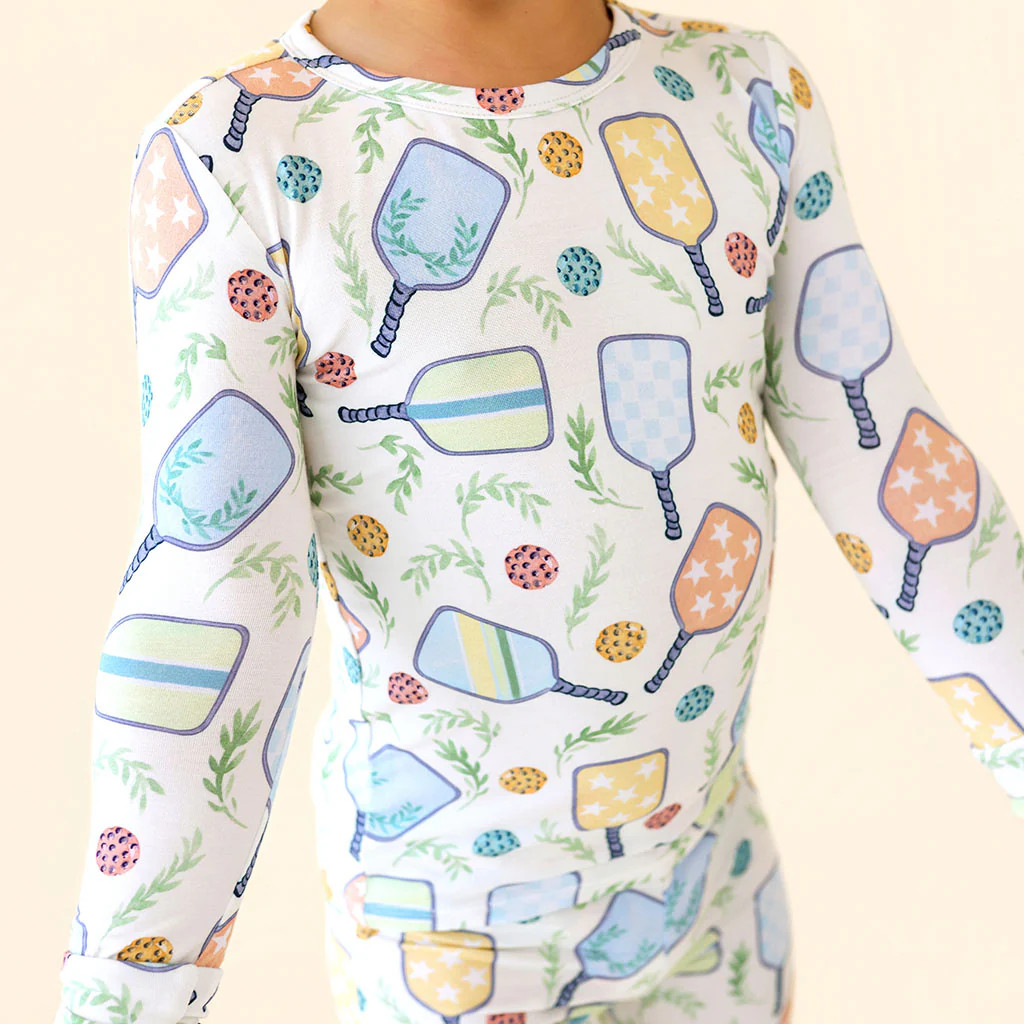 Pickleball Green Long Sleeve Toddler Pajamas | Billie | Posh Peanut