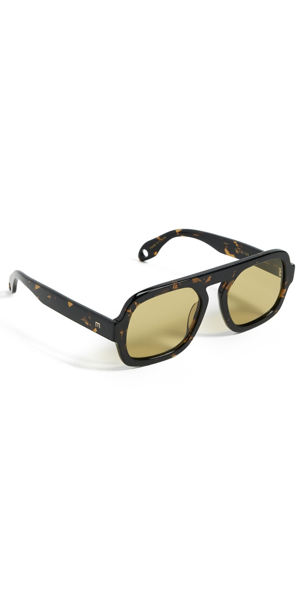 Elisa Johnson Jane Sunglasses Dark Brown Tort Olive Green Lens One Size | Shopbop