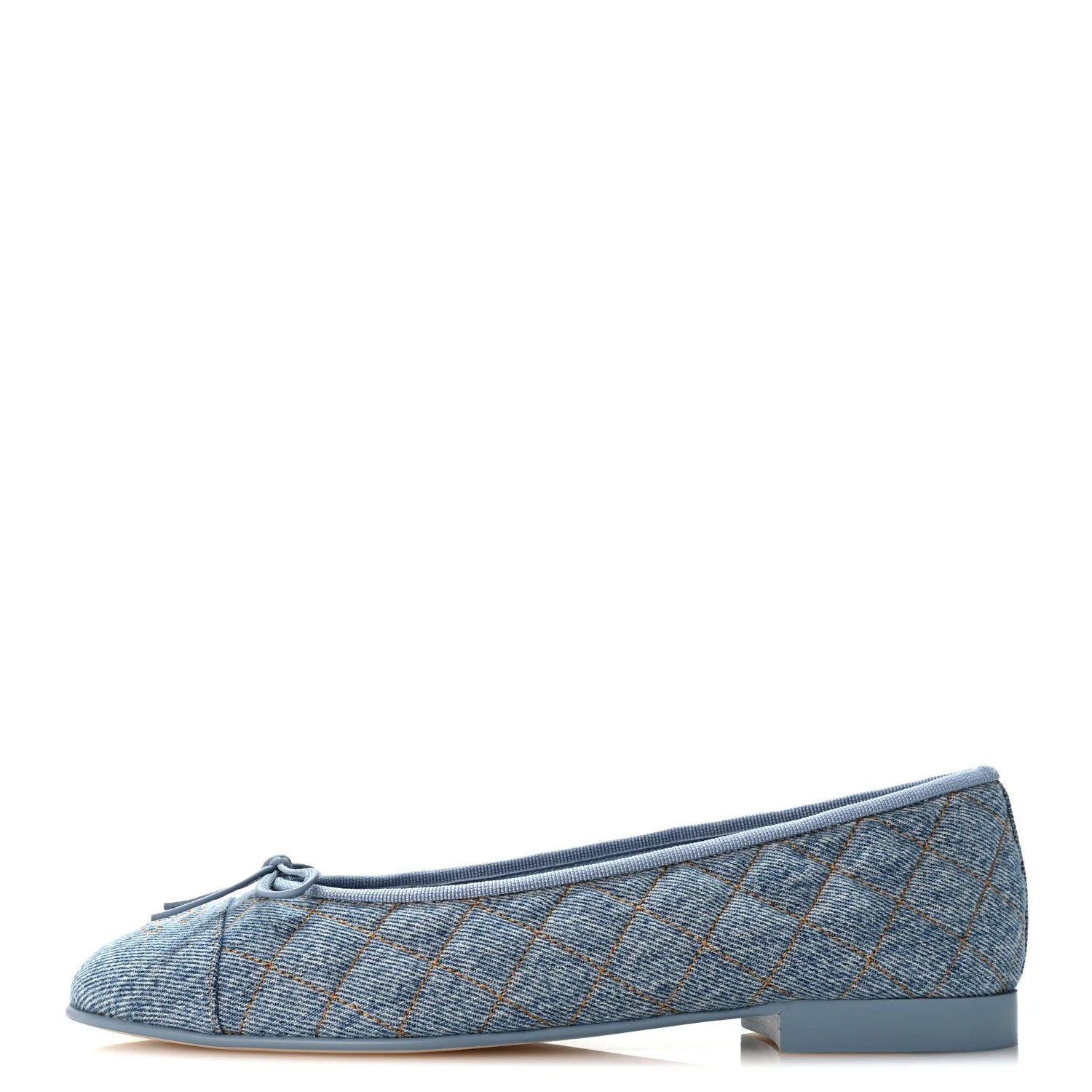 Chanel Denim Quilted CC Cap Toe Ballerina Flats 40 Light Blue 1948625 | FASHIONPHILE (US)