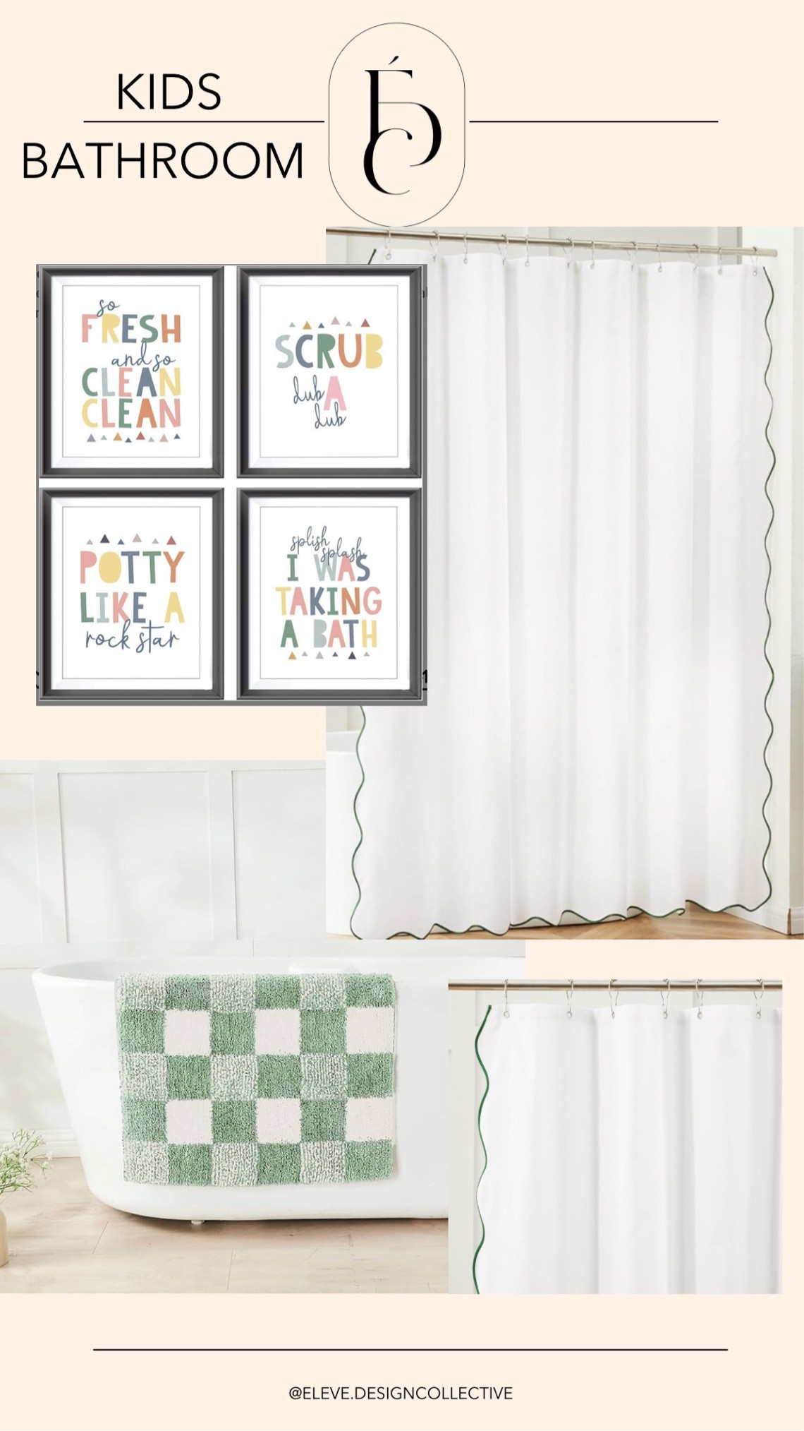 Gender Neutral Kids Bathroom Design!
We live for a scalloped edge and a fun checkered pattern! 🥰

#Interiordesign #elevedesigncollective #designboards #fullservice #homedecor #homerenovation #ispired #home #virtualdesign #bathroom #kidsroom

#LTKSaleAlert #LTKHome #LTKFindsUnder50