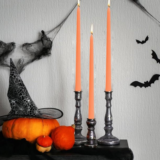 shiyou-12 Pack Orange Taper Candles, 10 Inch Unscented Orange Tall Candlesticks, Great for Hallow... | Walmart (CA)