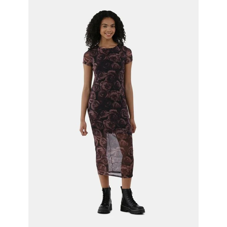 No Boundaries Mesh Maxi Dress, Women's and Women's Plus - Walmart.com | Walmart (US)