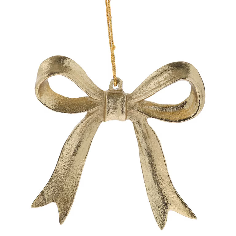 Gold Metal Bow Christmas Ornament, 4", by Holiday Time | Walmart (US)