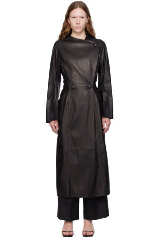 by Malene Birger - Black Sirrena Leather Coat | SSENSE