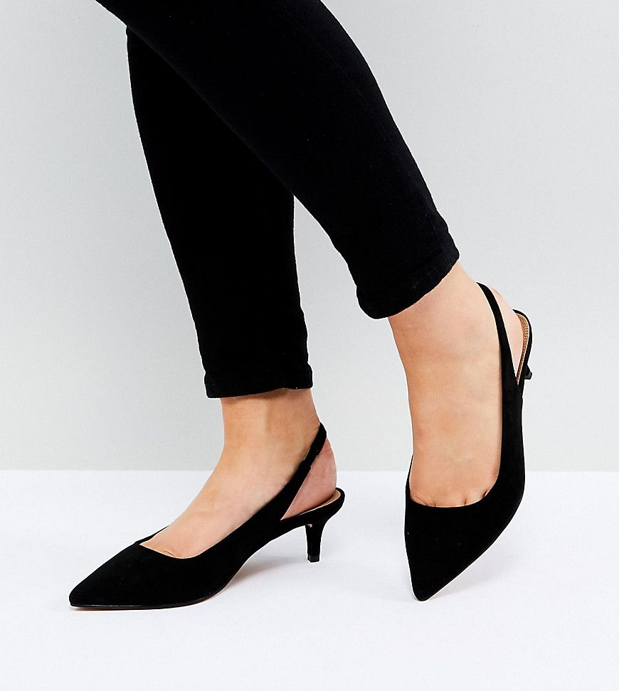 ASOS SPIRIT Wide Fit Slingback Kitten Heels - Black | ASOS US