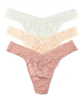 Women's Daily Lace Original Rise Thong Underwear 3 Pack | Macy's