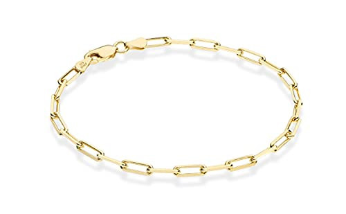 Miabella 18K Gold Plated 925 Sterling Silver Italian 3mm Paperclip Link Chain Bracelet for Women Men, Made in Italy (Length 7 Inches) | Amazon (US)
