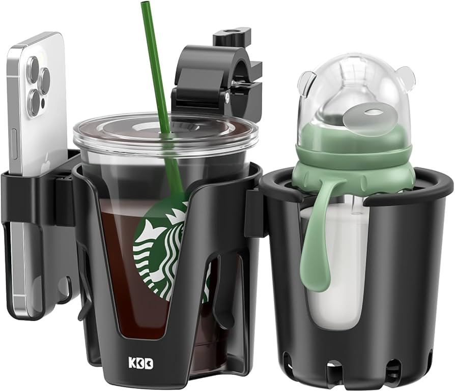 KDD Stroller Cup Holder with Phone Holder, 3-in-1 Removable Bottle Holder, 360 Degrees Rotation D... | Amazon (US)