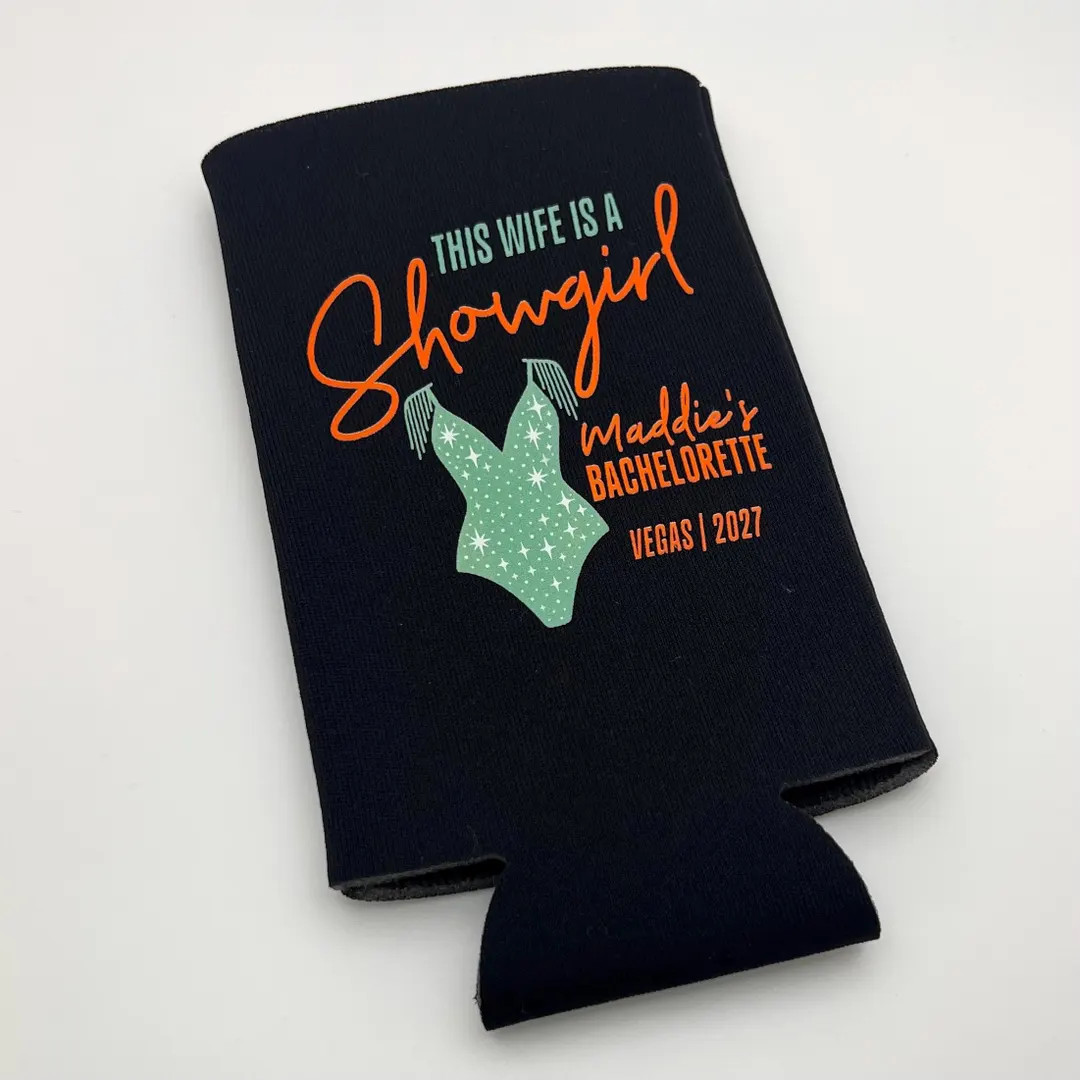 Bach of a Showgirl Bachelorette Can Coolers | Wife is a Showgirl Glitter Glam Vegas Party Favors ... | Etsy (US)