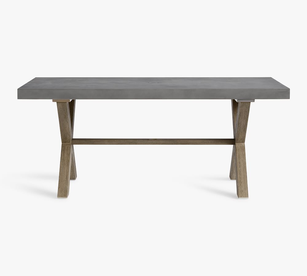 Indio 72" Concrete & FSC® Eucalyptus X-Base Dining Table | Pottery Barn (US)