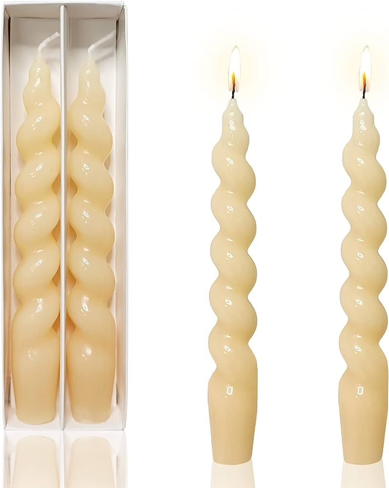 Spiral Taper Candles Yellow Candlesticks - Gedengni 7INCH Cream Candle Sticks Dinner Twisted Cand... | Amazon (US)
