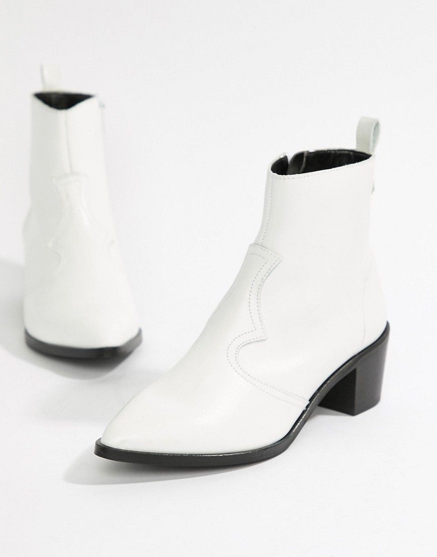 Depp Leather Ankle Boots - White | ASOS US