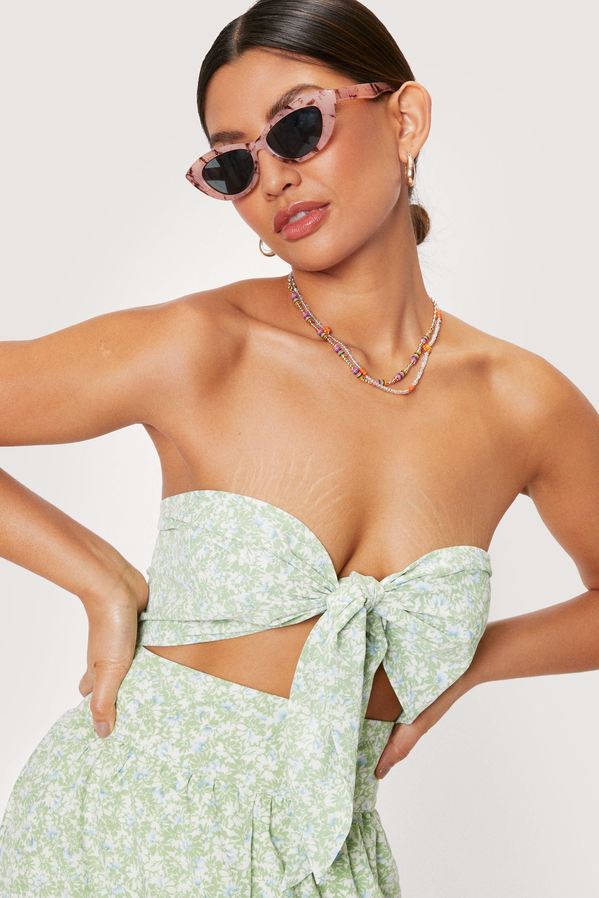 Floral Print Tie Front Bandeau Bra Top | Nasty Gal (US)