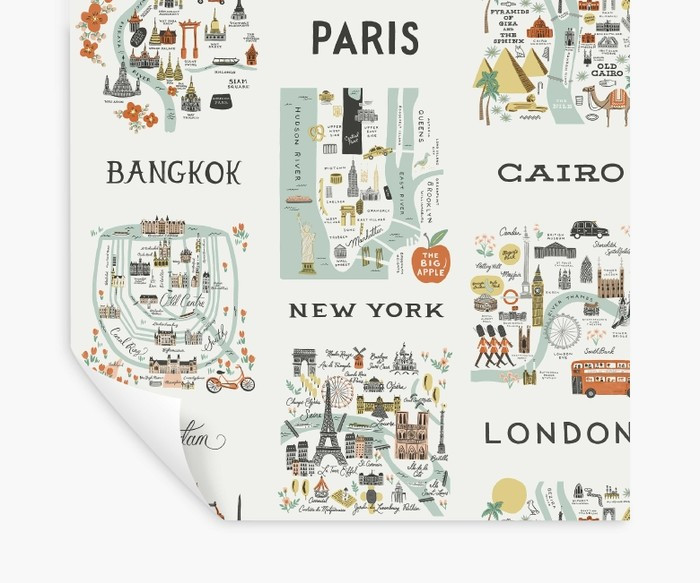 City Maps Peel & Stick Wallpaper | Rifle Paper Co.