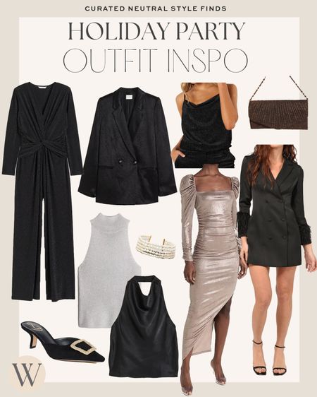 Holiday party outfit inspo! Look no further for the most chic, festive outfit for your upcoming holiday parties and get togethers! 

#holidaystyle

Chic holiday fashion. Festive chic holiday style. Metallic holiday dress. Feather sleeve blazer dress. Chic black blazer. Black shimmer blouse. Holiday heels. Chic holiday heels. Holiday halter top. Holiday work party outfit. Holiday party outfit idea. Casual chic holiday style. Dressy holiday look  

#LTKfindsunder100 #LTKstyletip #LTKHoliday