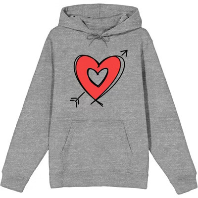 V Day Arrow Heart Adult Heather Gray Long Sleeve Hoodie-XL | Target