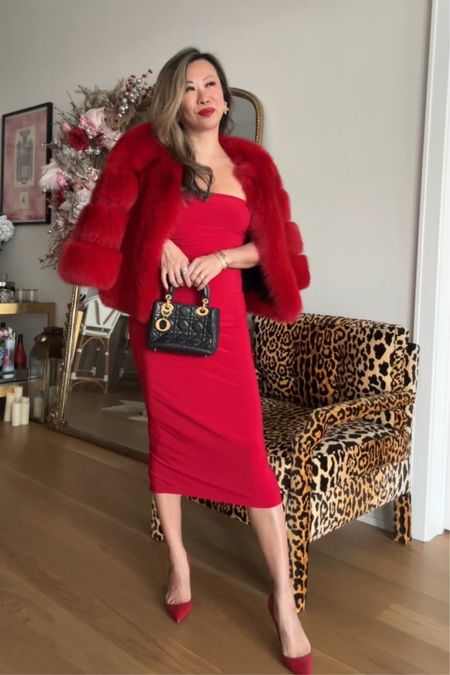 Valentine’s Day outfit idea! Red outfit, all red outfit, red monochrome outfit, Vday outfit, galentines outfit, red dress, red faux fur coat 

#LTKSeasonal #LTKstyletip #LTKshoecrush