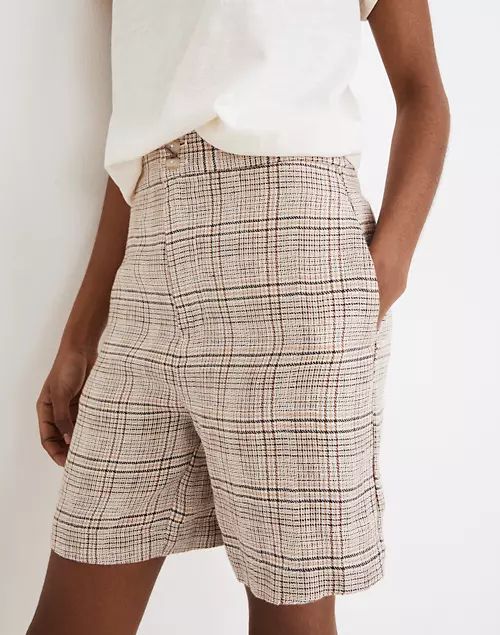 Linen Clean Shorts in Plaid | Madewell