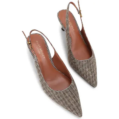 Kurt Geiger London Stepney Pointed Toe Slingback Pump in Dark Beige at Nordstrom, Size 7.5 | Nordstrom
