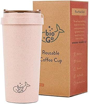 bioGo Cup, Rice Husk Fibre, BPA-Free, Double Wall Insulation Reusable Coffee Cups, On-The-Go Trav... | Amazon (US)