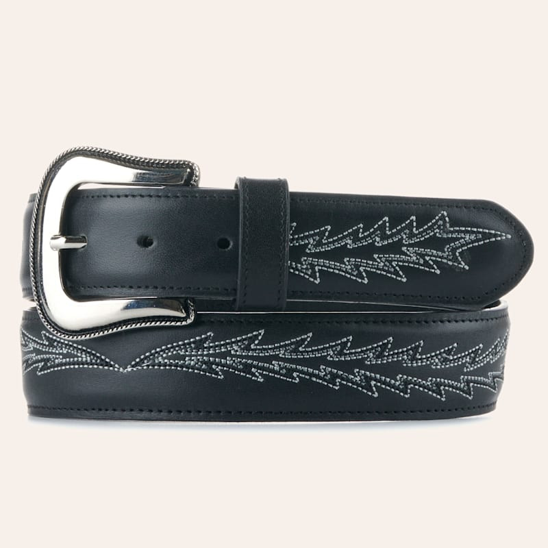JRC & Sons Women's Nancy Black Boot Stitch Leather Western Belt | Cavender's
