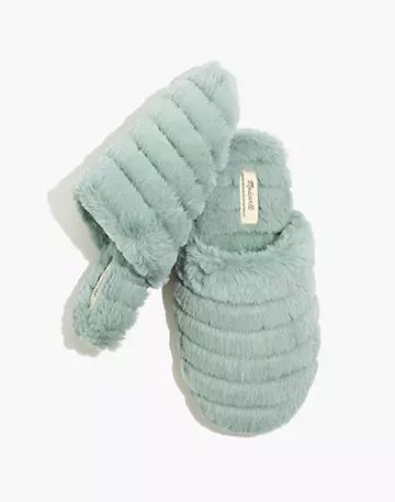 Quilted Scuff Slippers in Recycled Faux Fur | Madewell
