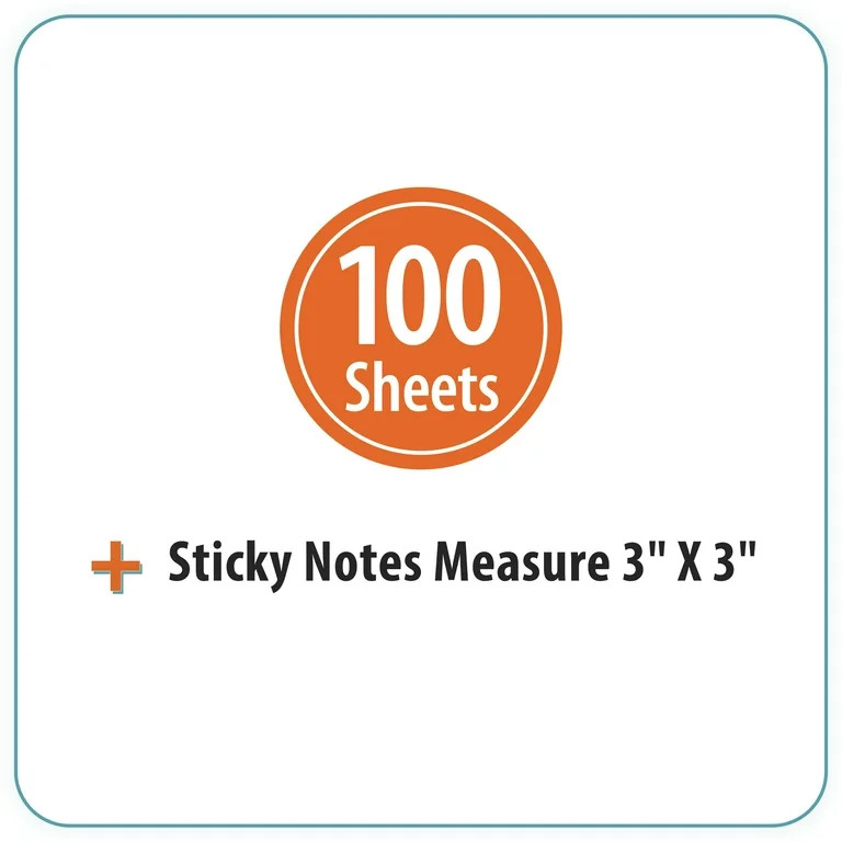 Pen+Gear Quick Sticking Sticky Notes, 3" x 3", Orange, 100 Sheets | Walmart (US)