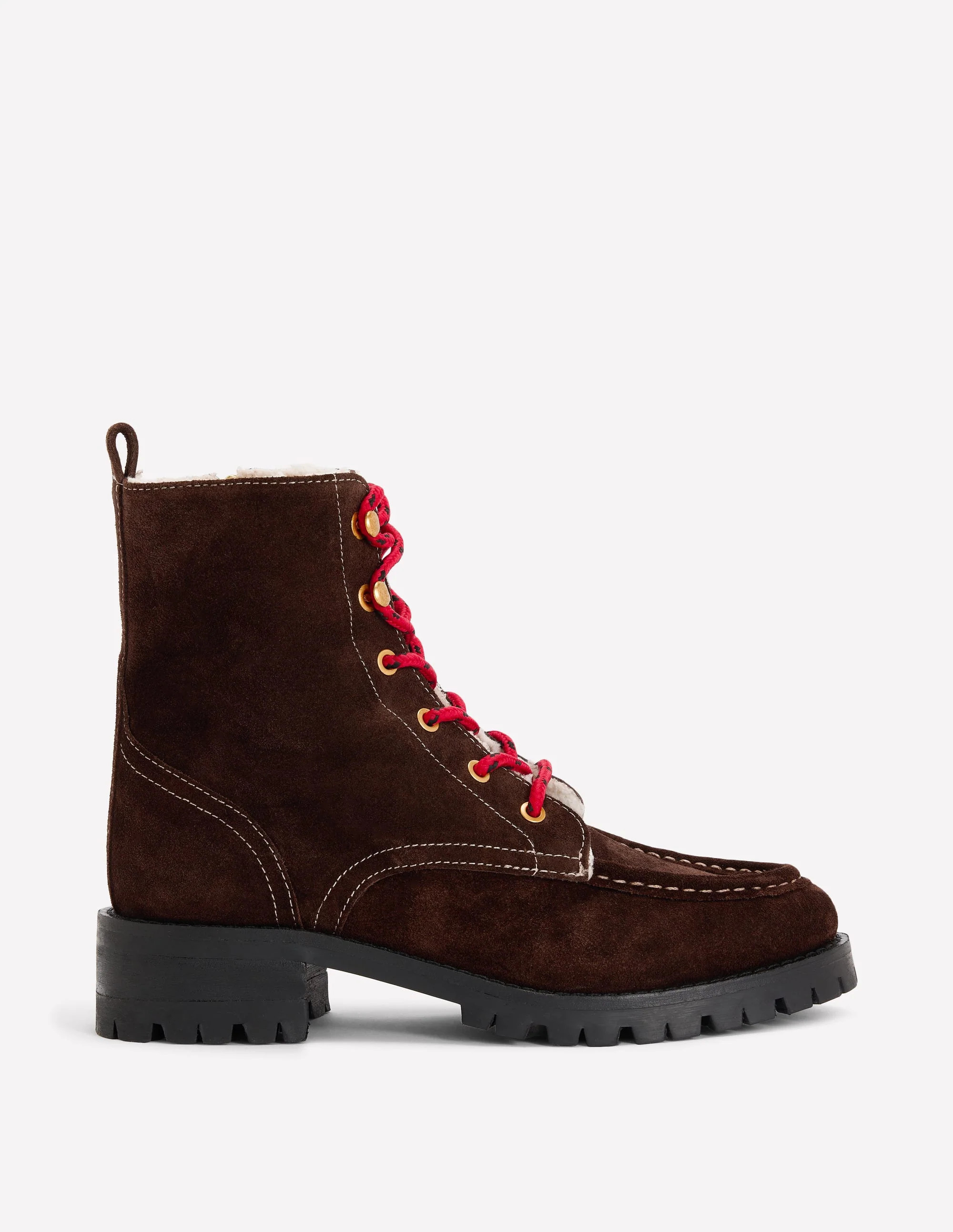 Cosy Lace Up Boots-Bitter Chocolate | Boden UK